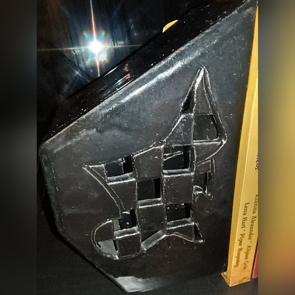 Unique Vtg 90s Modern Geometric Artisan Ceramic Book Ends, Handmade - Picture 9 of 15